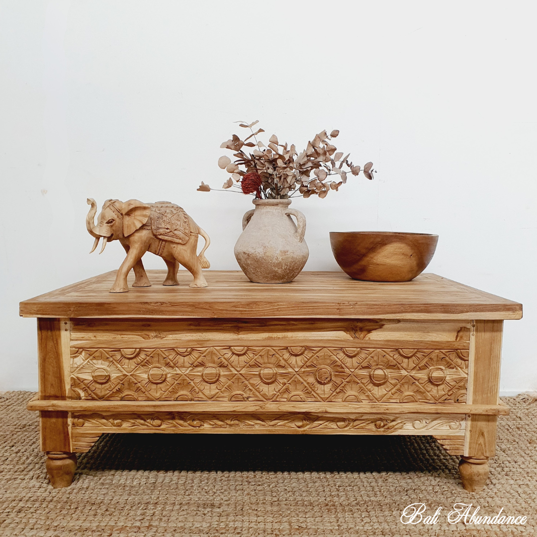 Balinese Handcarved Teak Coffee Table Raw Bali Abundance — free download