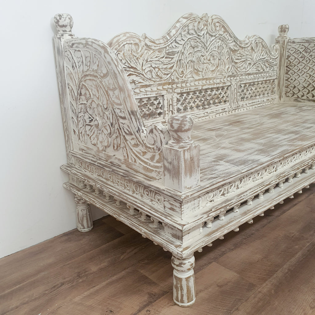 hand carved wooden daybed