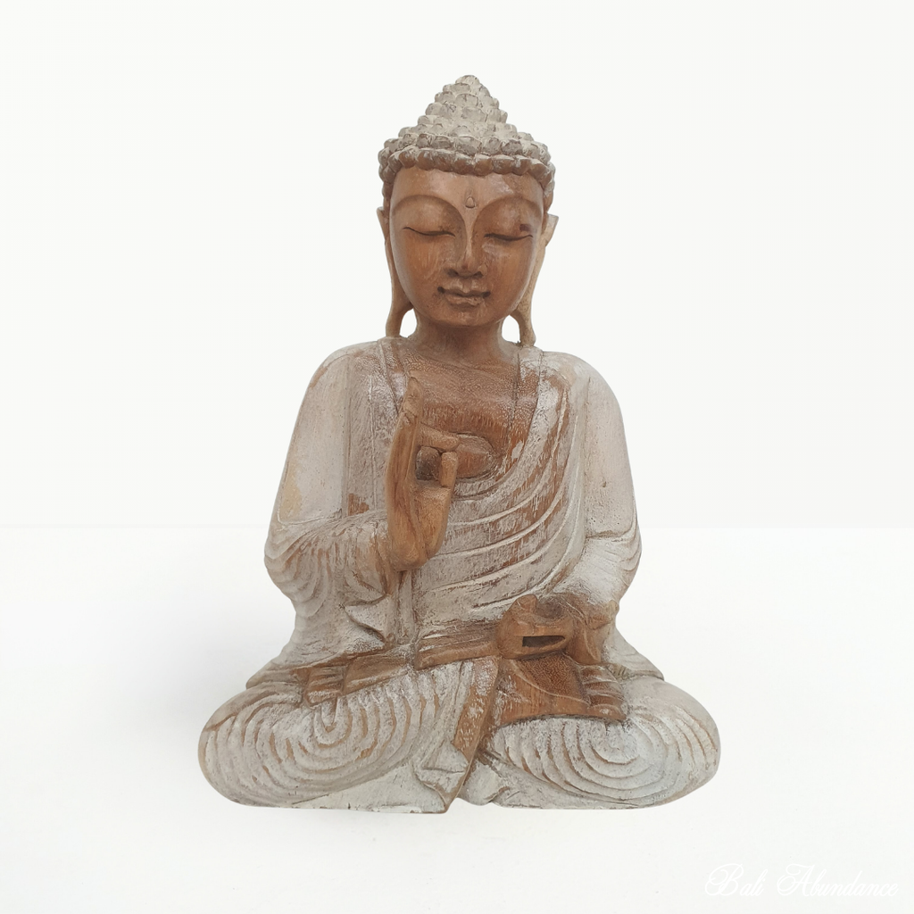 balinese hand carved mudra buddha statue