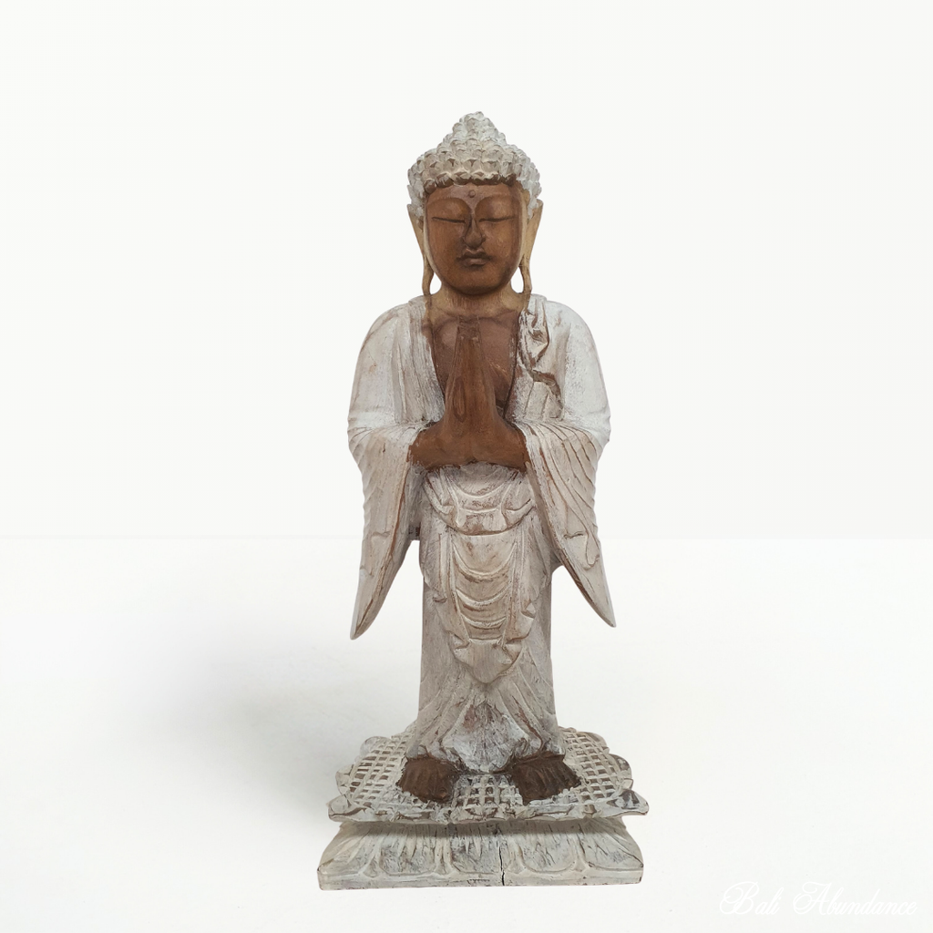 balinese hand carved praying buddha