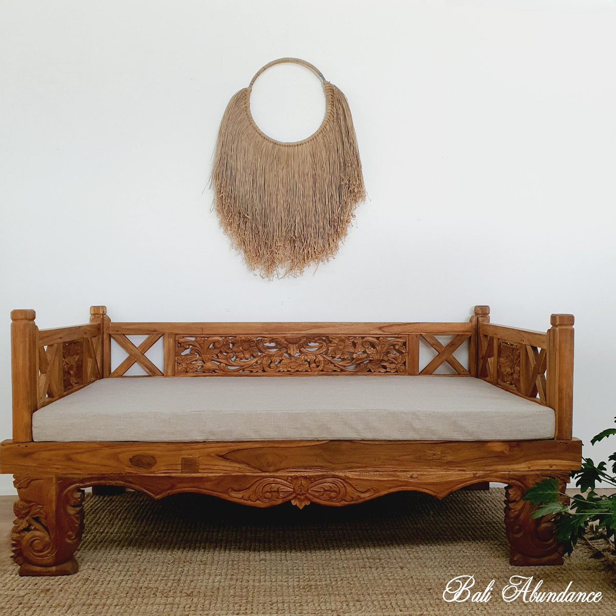 *Balinese Hand Carved Natural Daybed with Base Cushion Medium Bali — free download