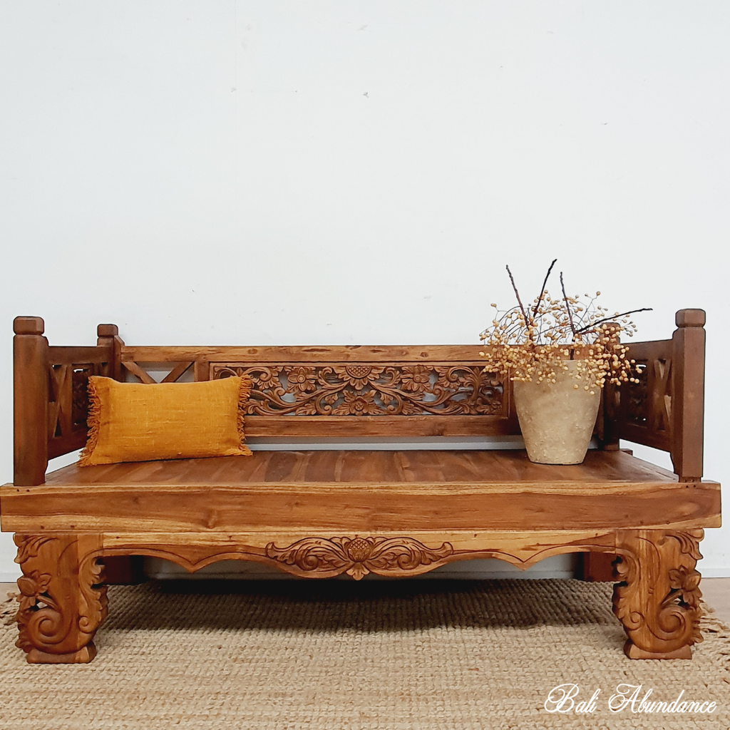 balinese hand carved recycled teak daybed