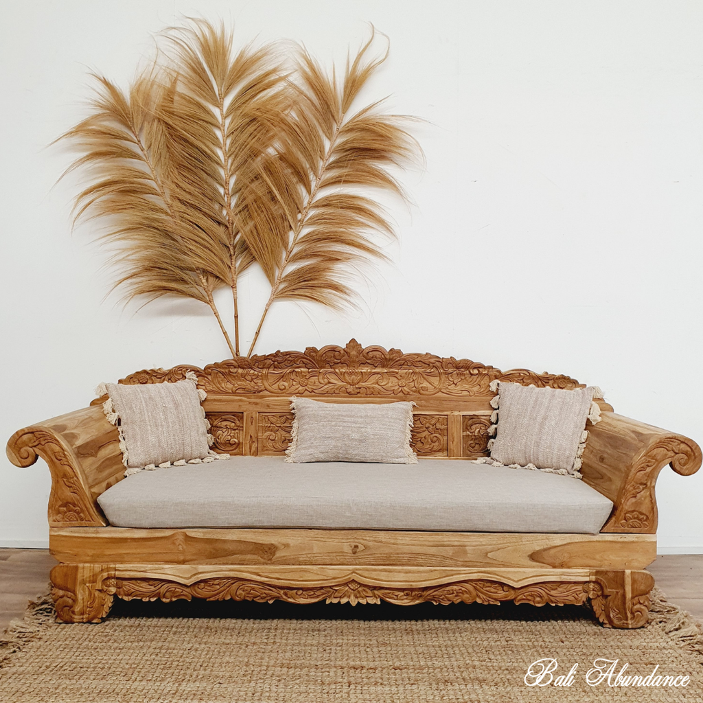 hand carved teak wood balinese daybed
