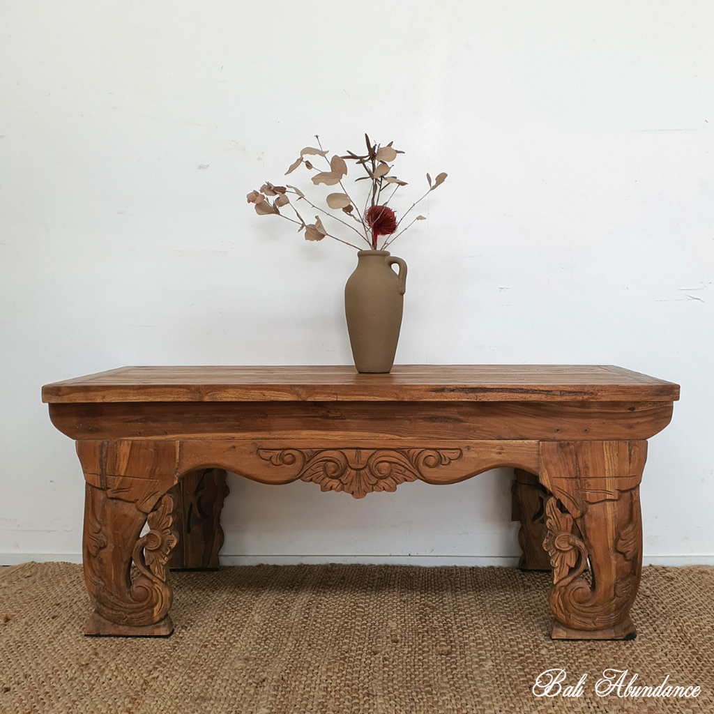 chestnut brown recycled teak coffee table