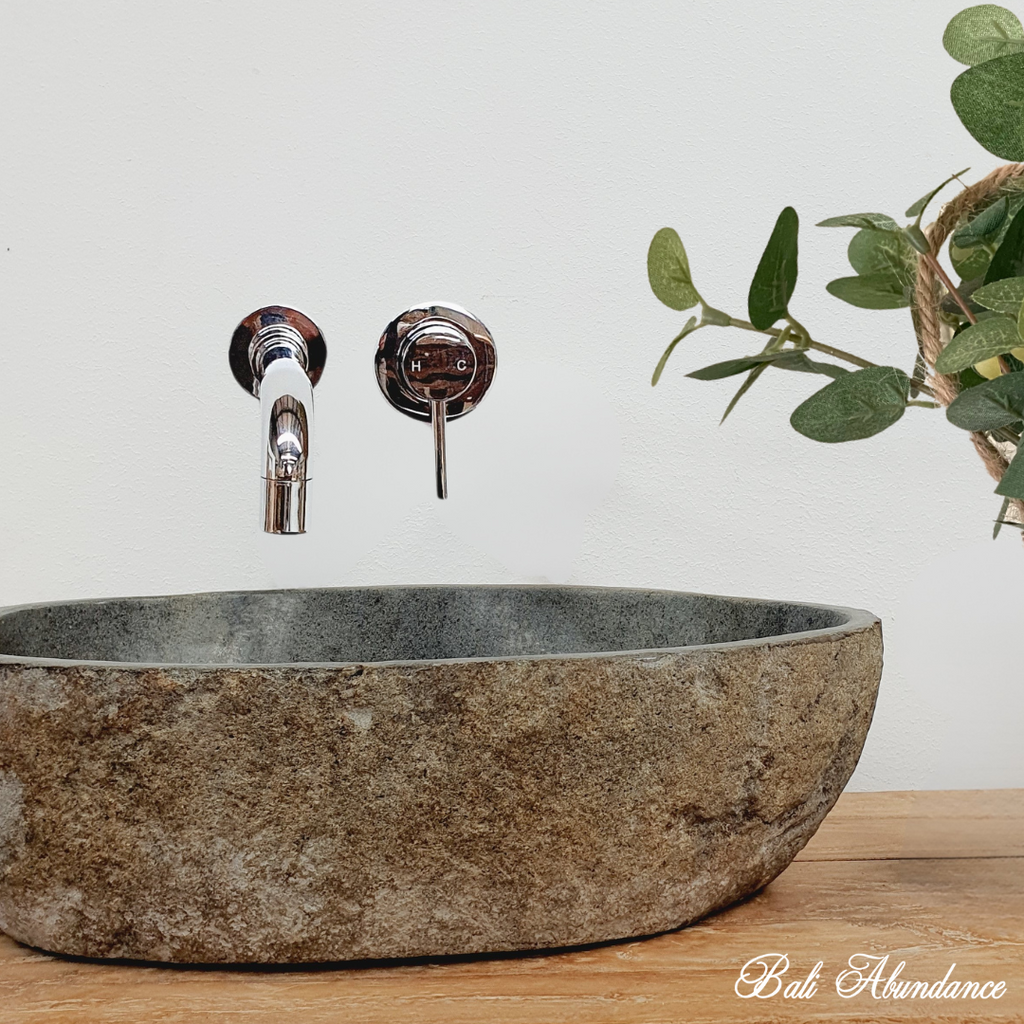 grey natural stone basin