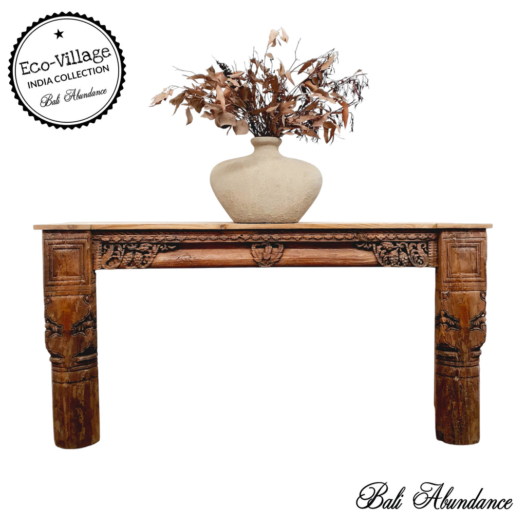indian vintage repurposed handcarved timber console table