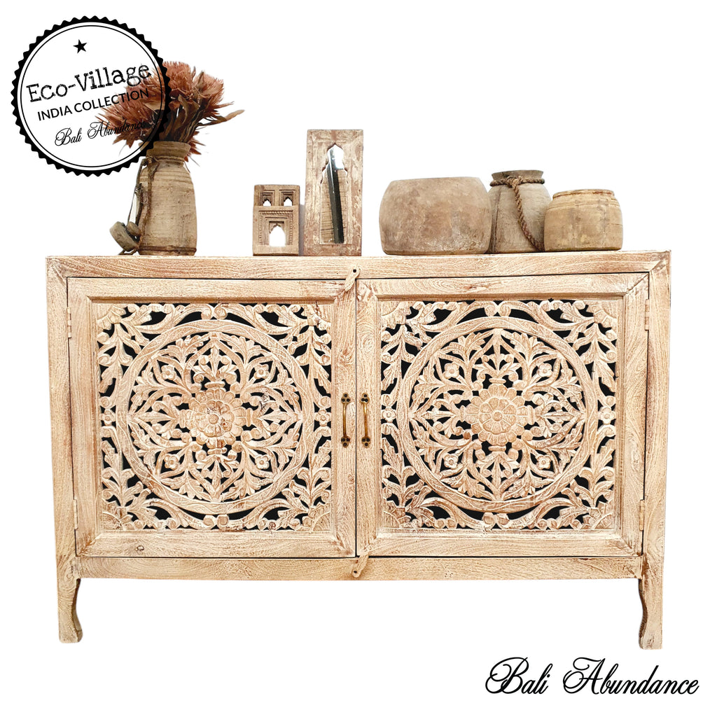 indian mango wood mandala buffet