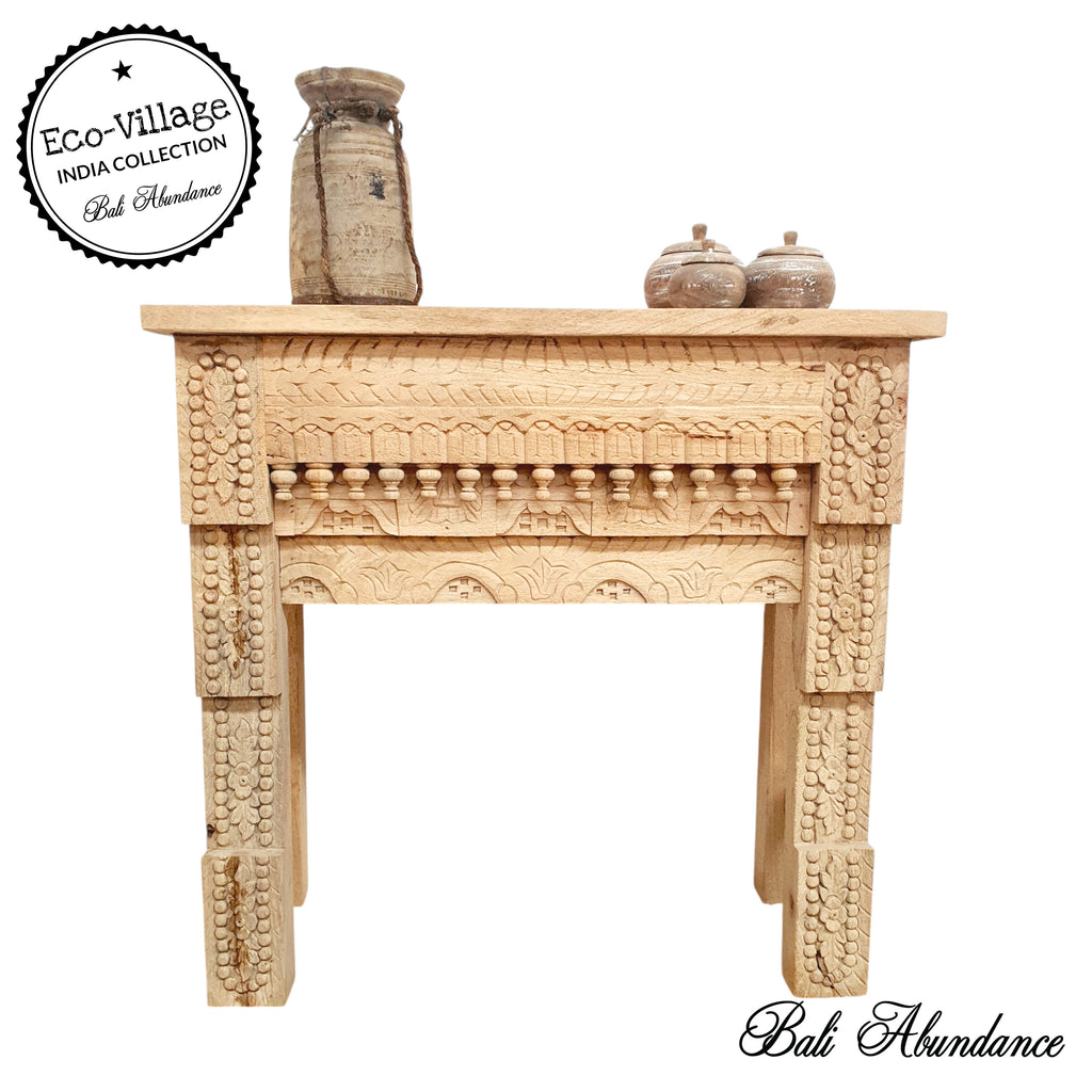 indian handcarved mango wood console hallway table