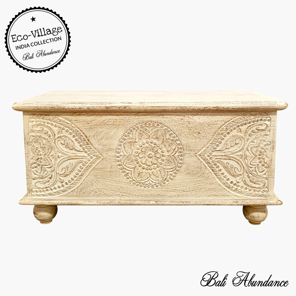 Indian vintage cream storage blanket box
