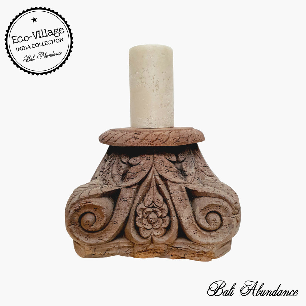 indian vintage natural pillar candlestick