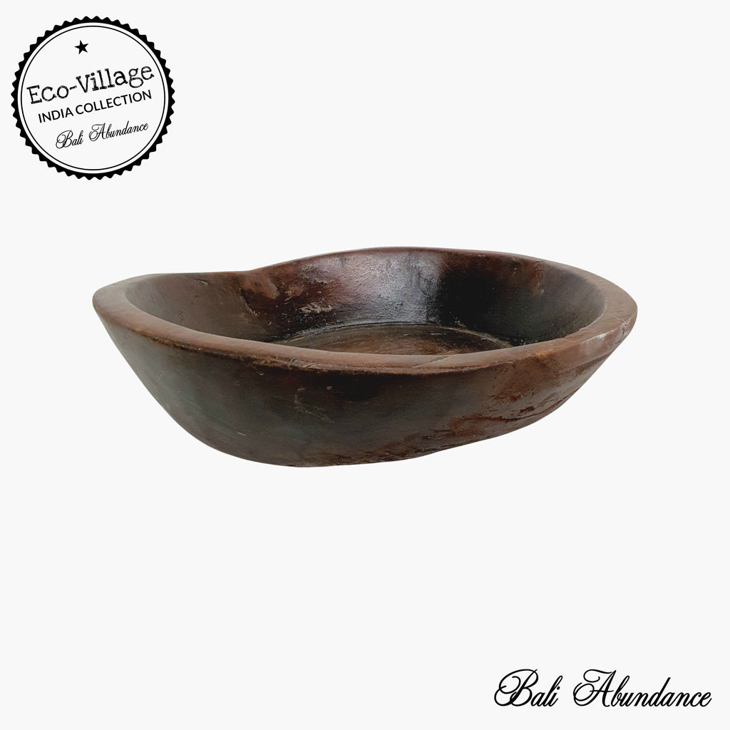 vintage indian wooden bowl decor