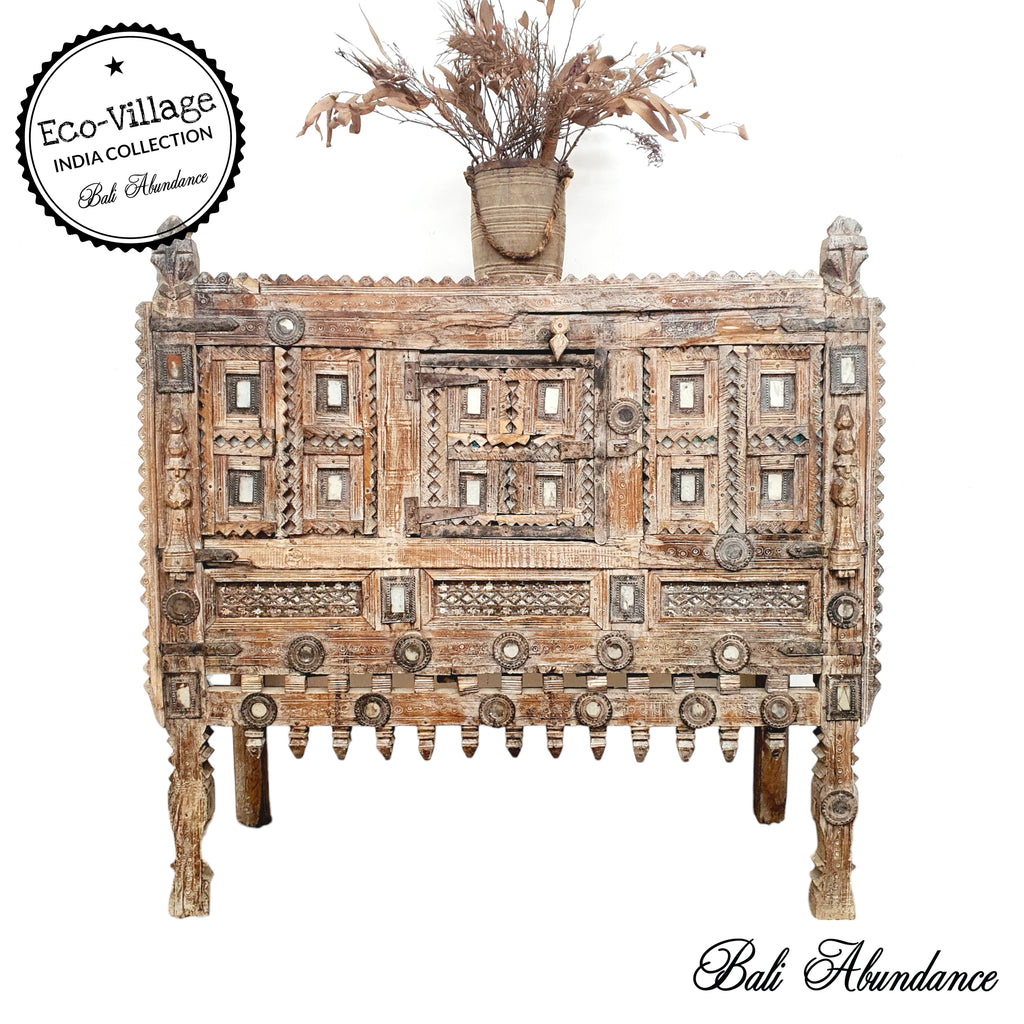 vintage indian damchiya dowry chest console