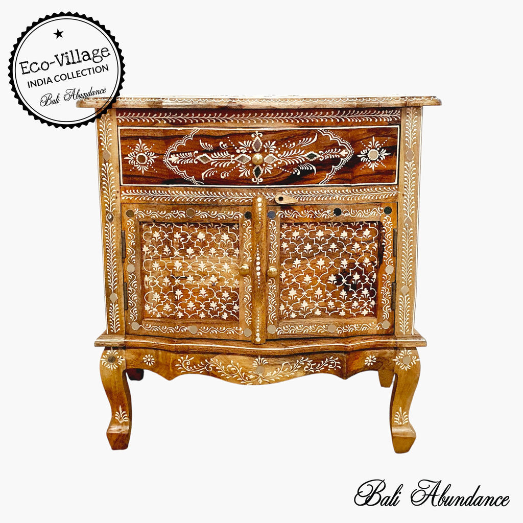 Indian mango wood hand painted decorative side table