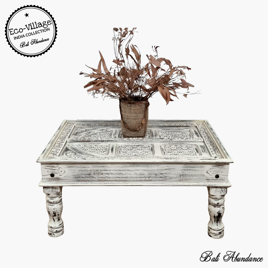 Indian hand carved mango wood decorative coffee table