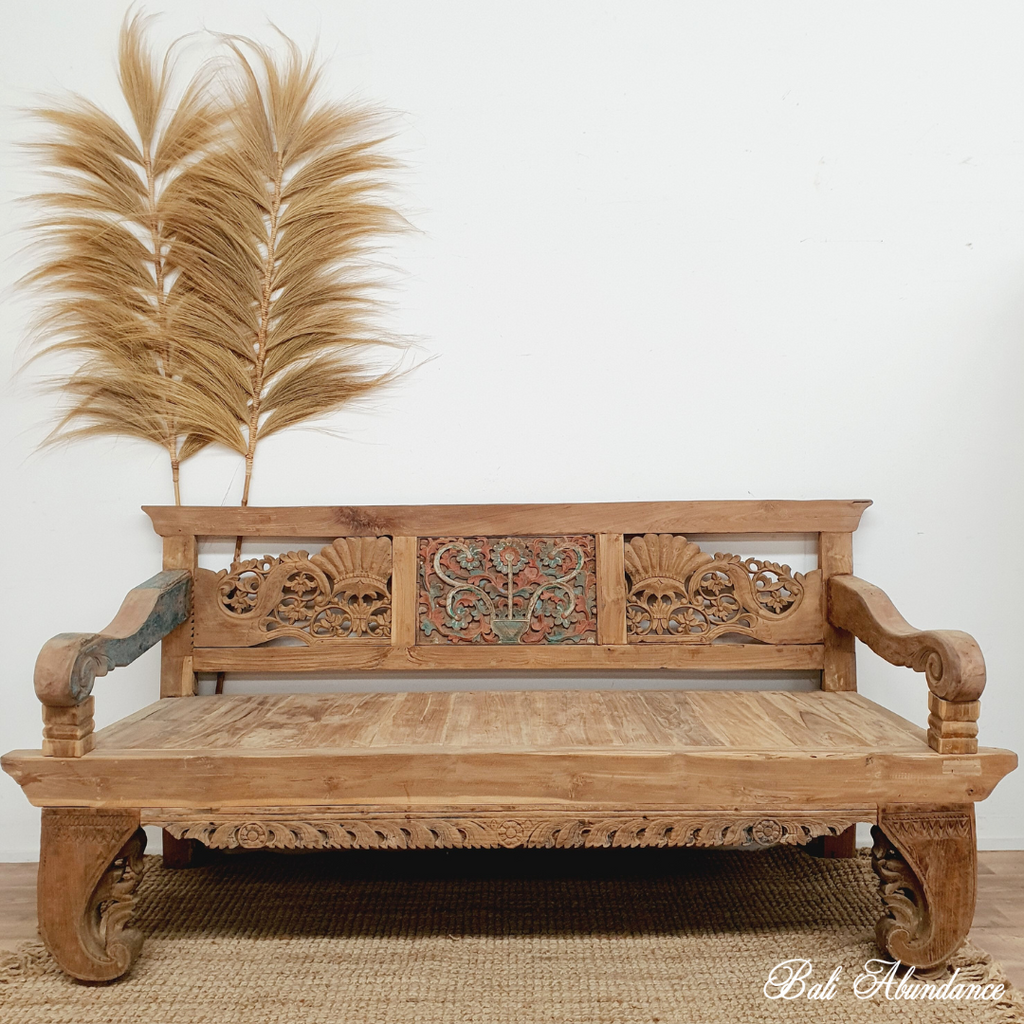 Balinese recycled teak wood handcarved daybed