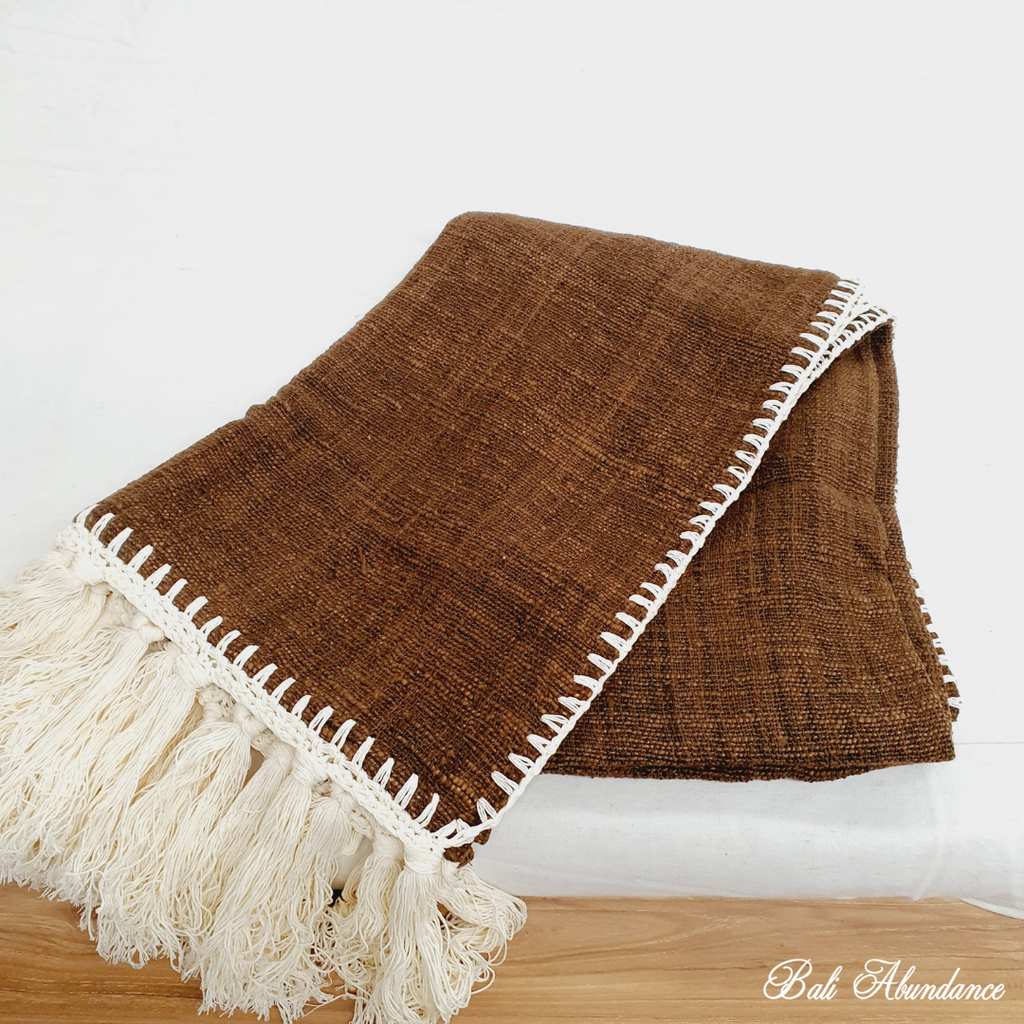 chocolate brown luxury cotton throw
