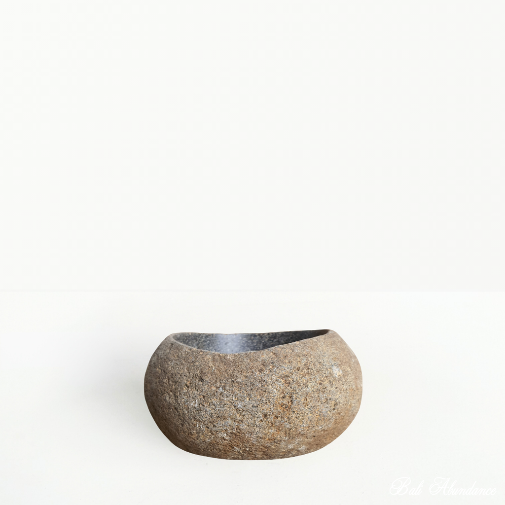 Balinese natural river stone dip bowl