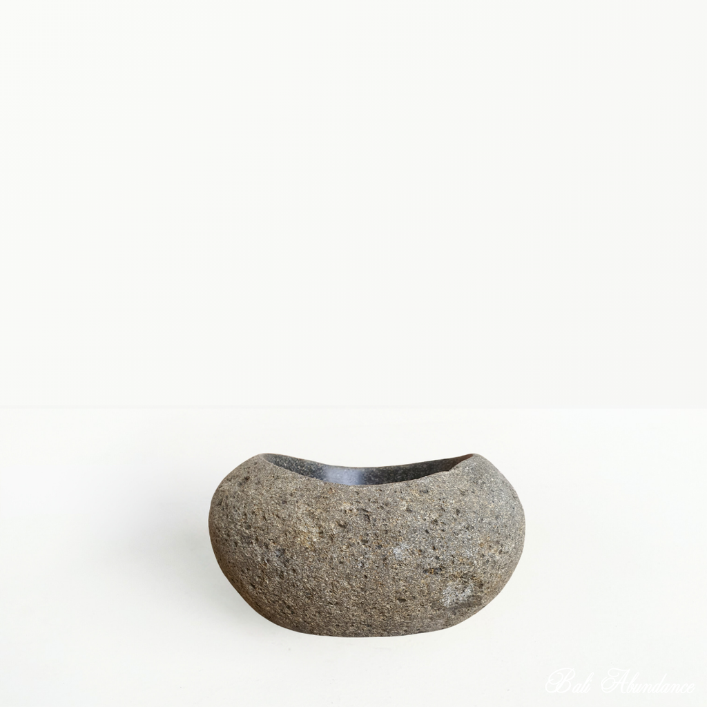 bali handcarved grey riverstone mini dip bowl
