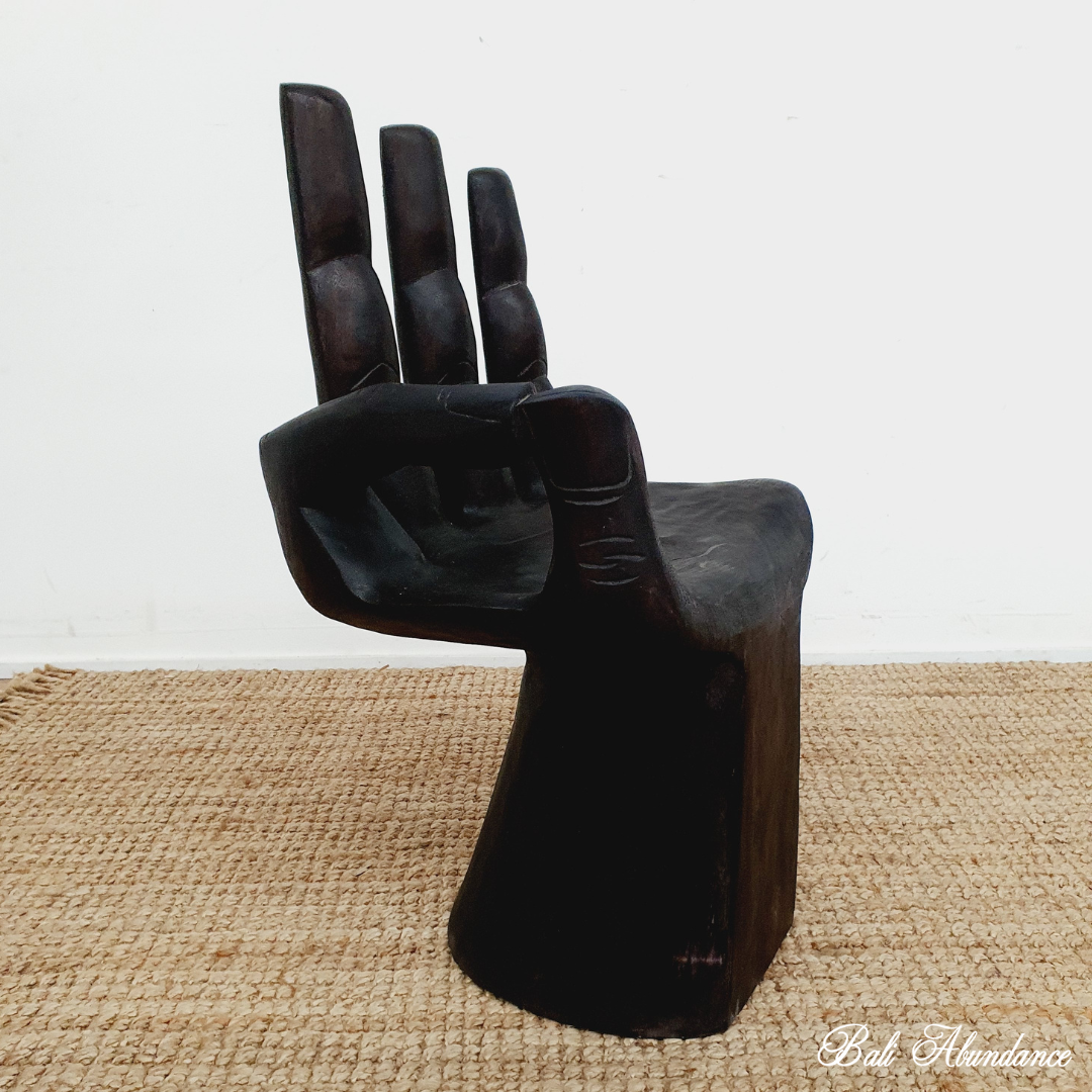 Balinese Meditation Mudra Pose Hand Chair LH Dark Brown