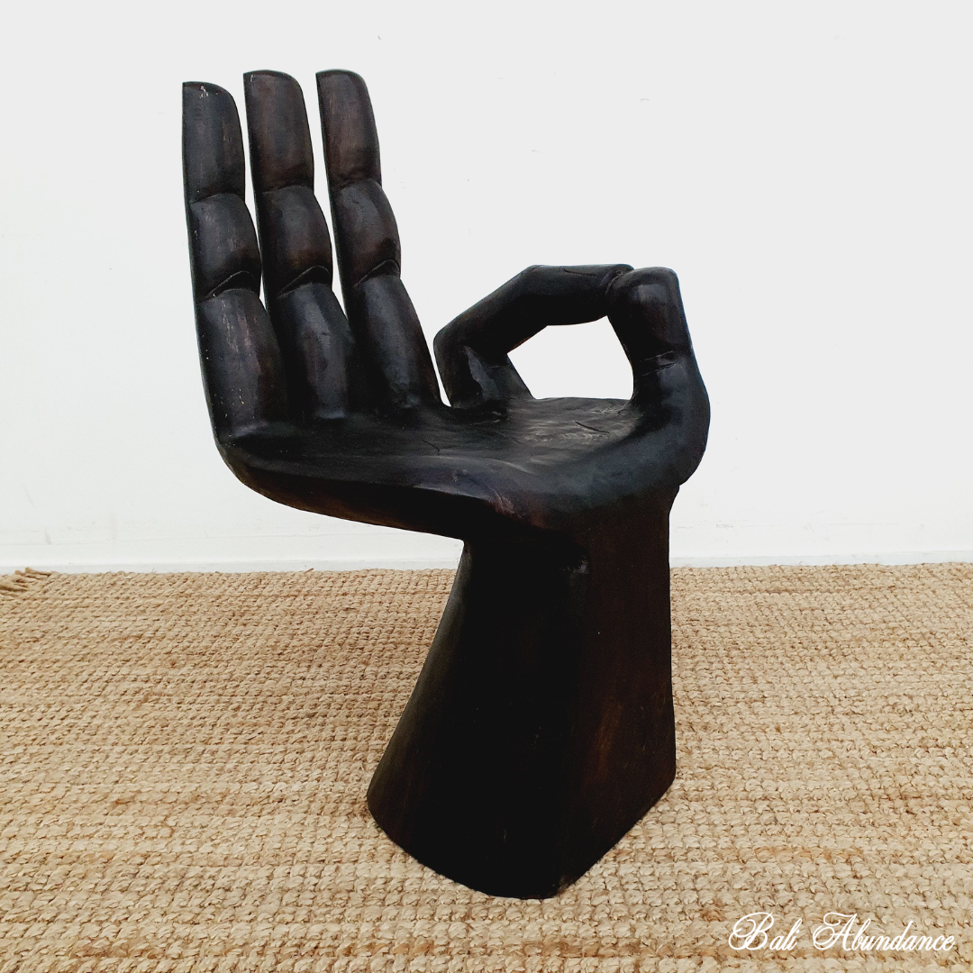 Balinese Meditation Mudra Pose Hand Chair RH Dark Brown