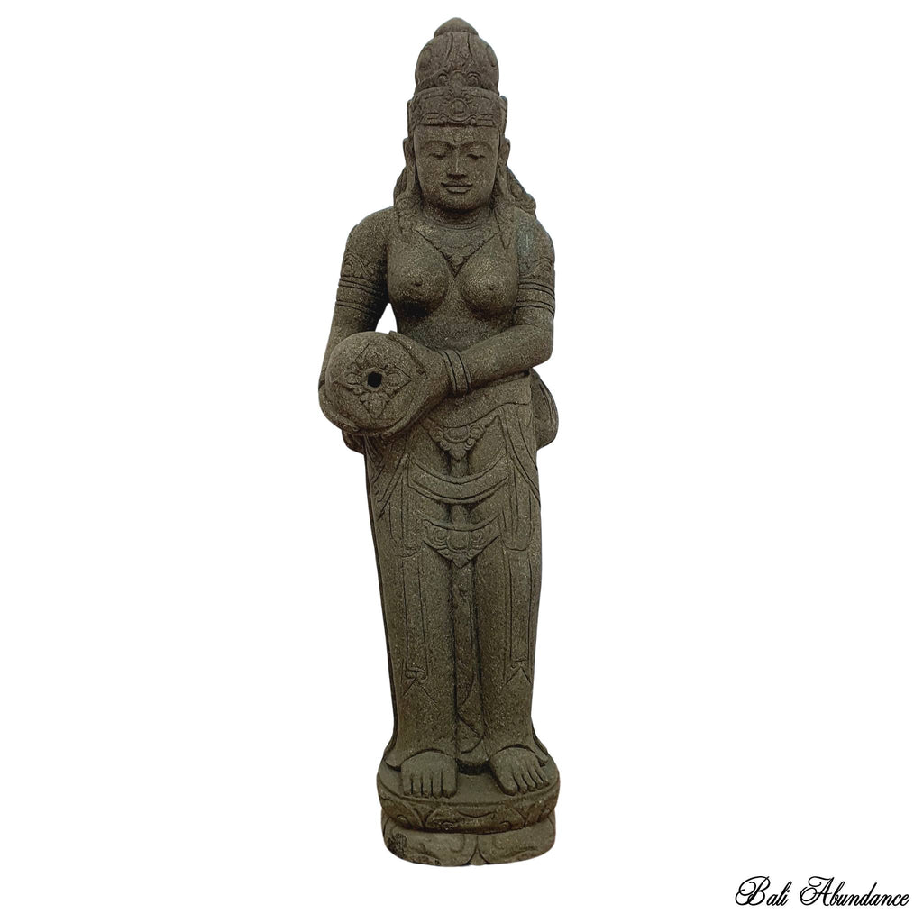 GREENSTONE GODDESS STATUE, WATER FOUNTAIN, BALI STATUE, BALINESE STATUE, WATER FEATURE, GARDEN STATUE 