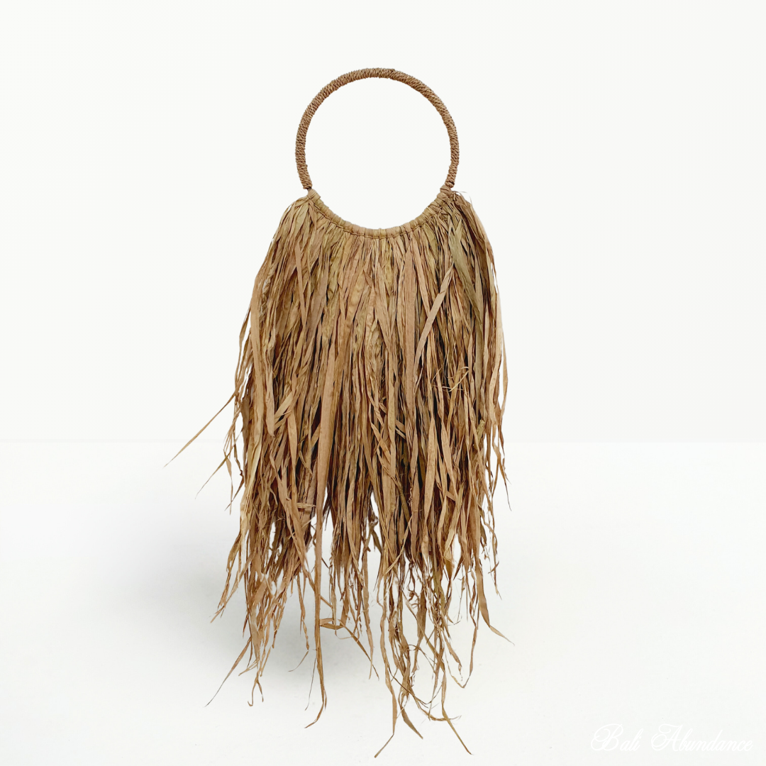Raffia Natural/Green Wall Hanging – Bali Abundance
