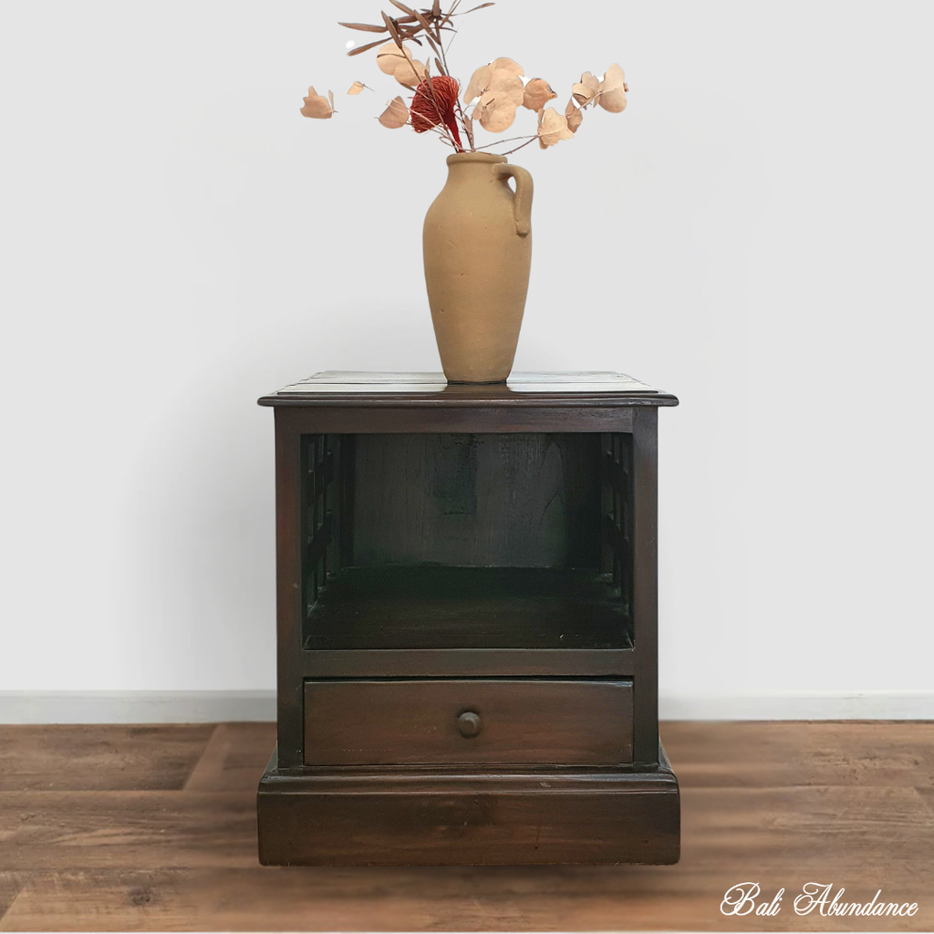 walnut teak bedside table