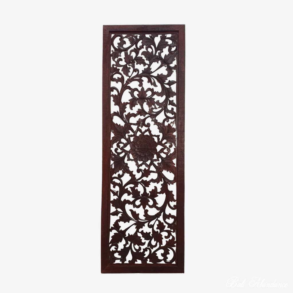 chestnut brown handcarved wall panel