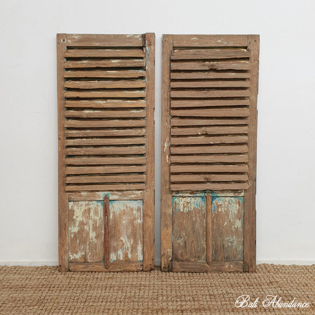 Balinese vintage rustic louvre window shutters