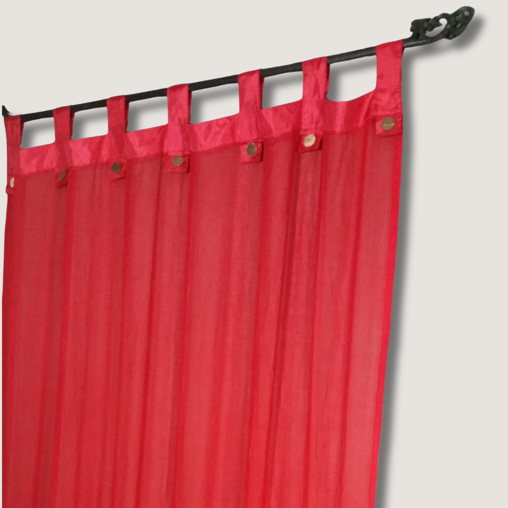 red muslin cotton curtains