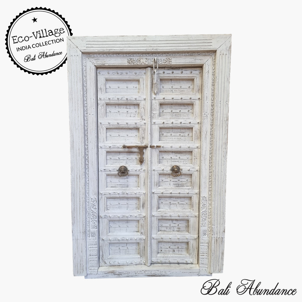 indian vintage whitewash teak door
