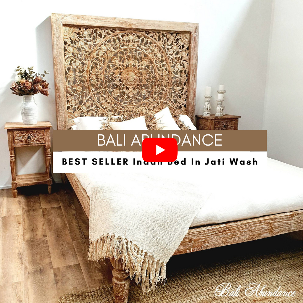 Indah hand carved teak bed