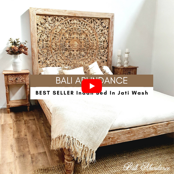 Indah hand carved teak bed