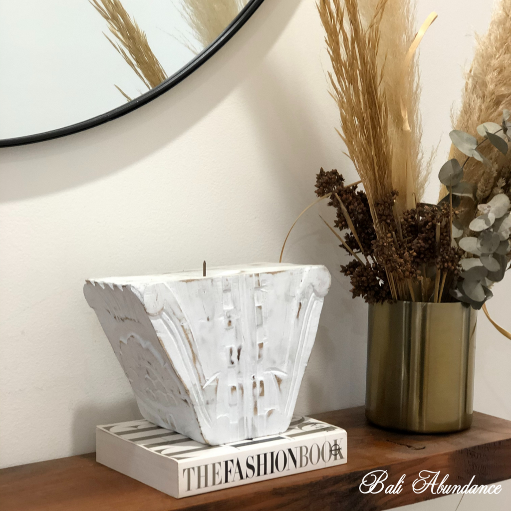 bohemian whitewash block candleholder