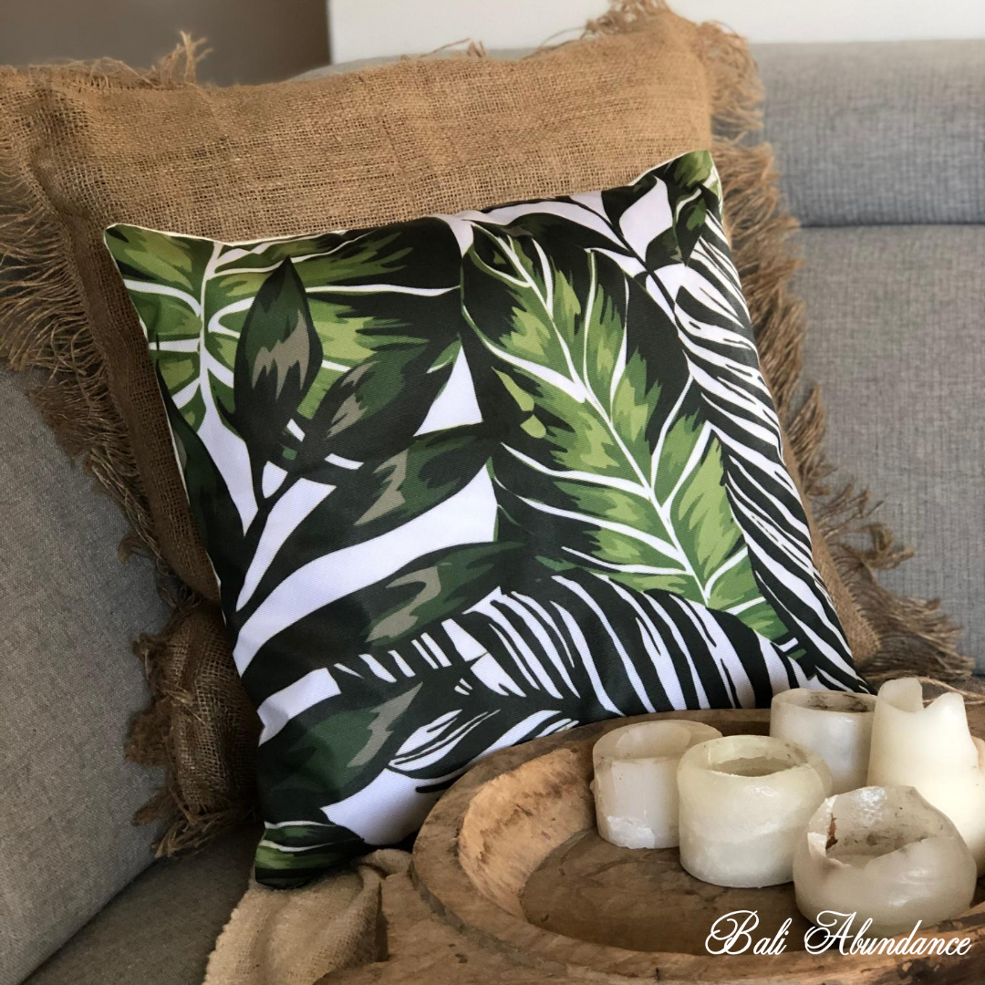 Green leaf print cushions best sale