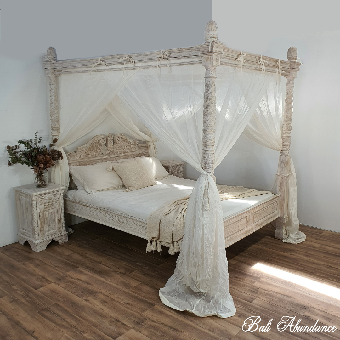 White 4 poster bed deals