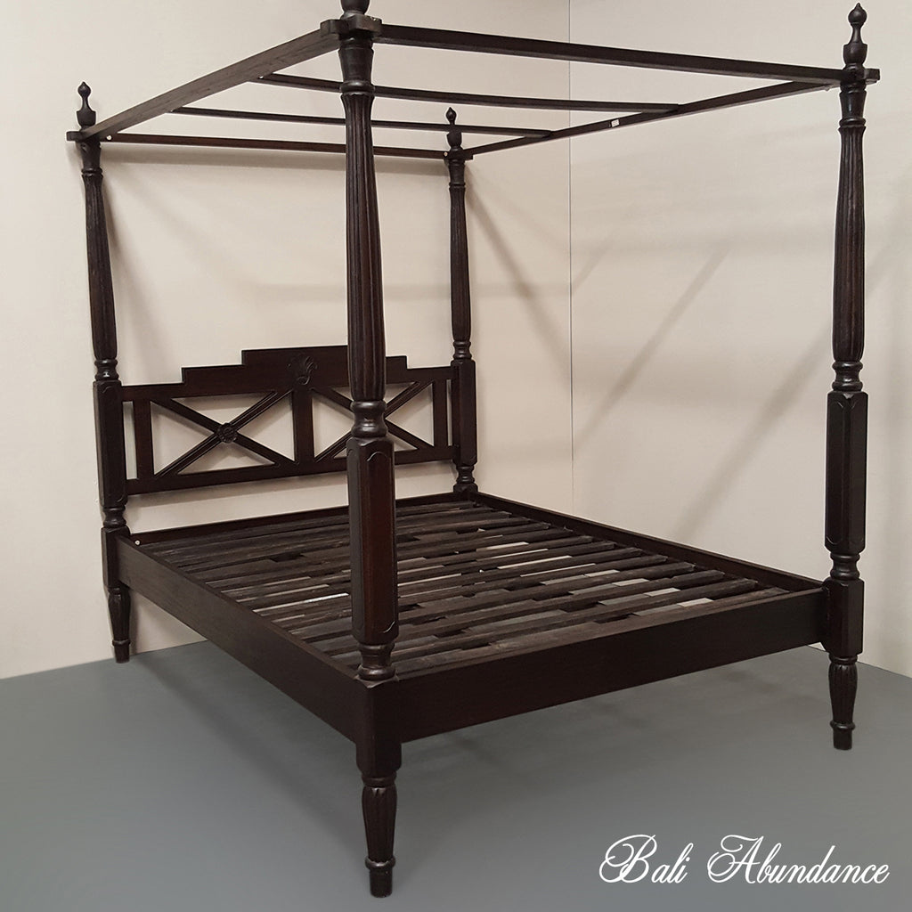 4 four poster bed bali handcarved walnut seaside