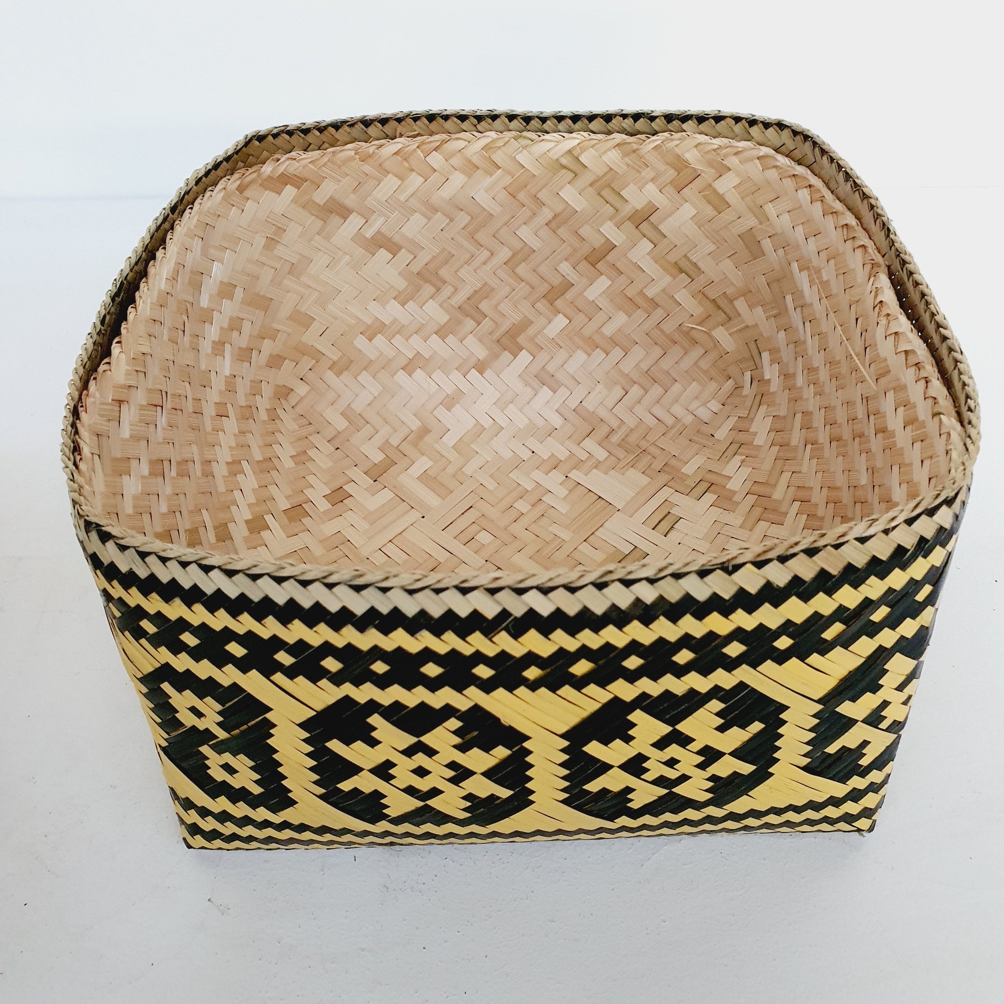 Offering Bamboo Woven Basket - Yellow & Black – Bali Abundance