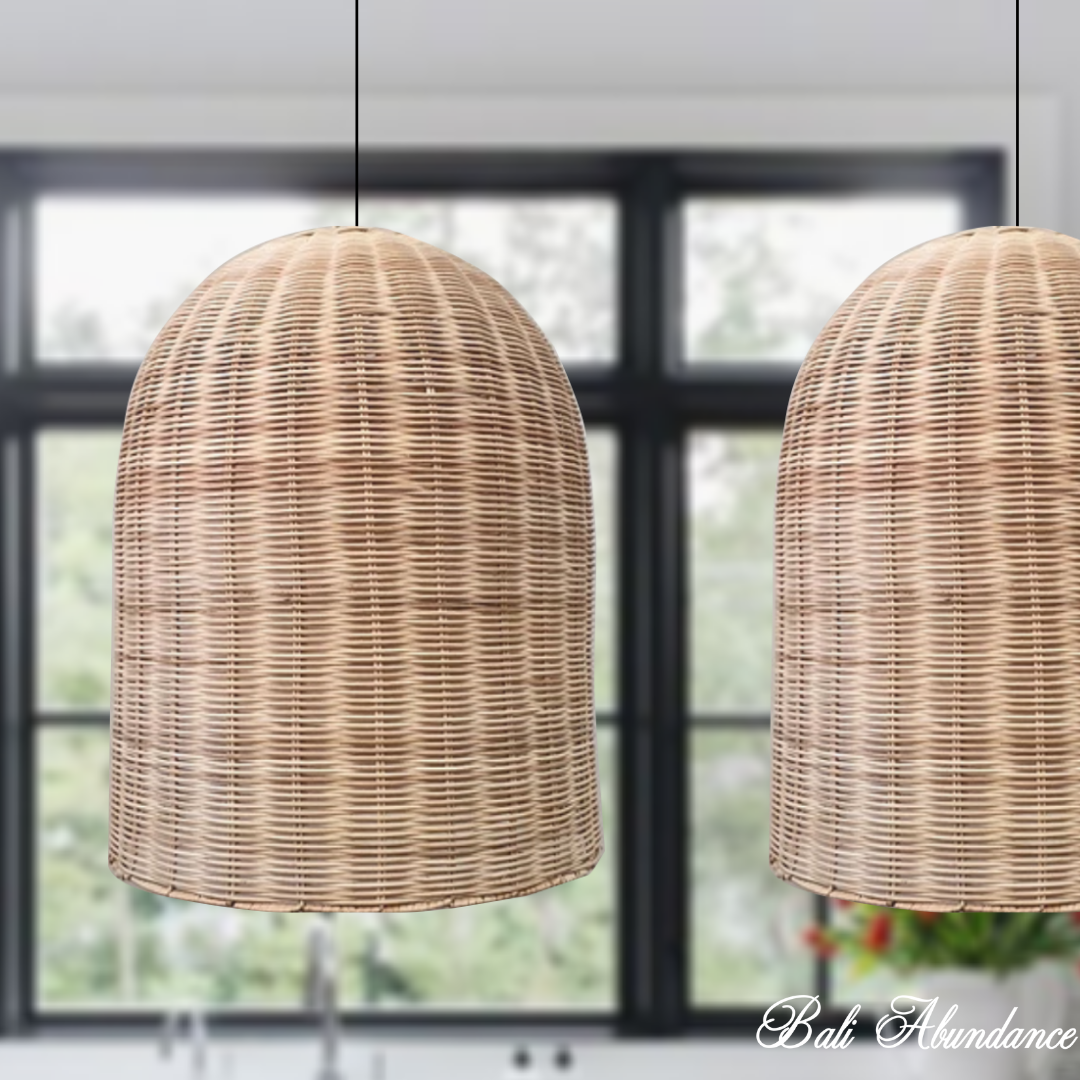 Handmade Rattan Dome Light Shade Pendant Natural