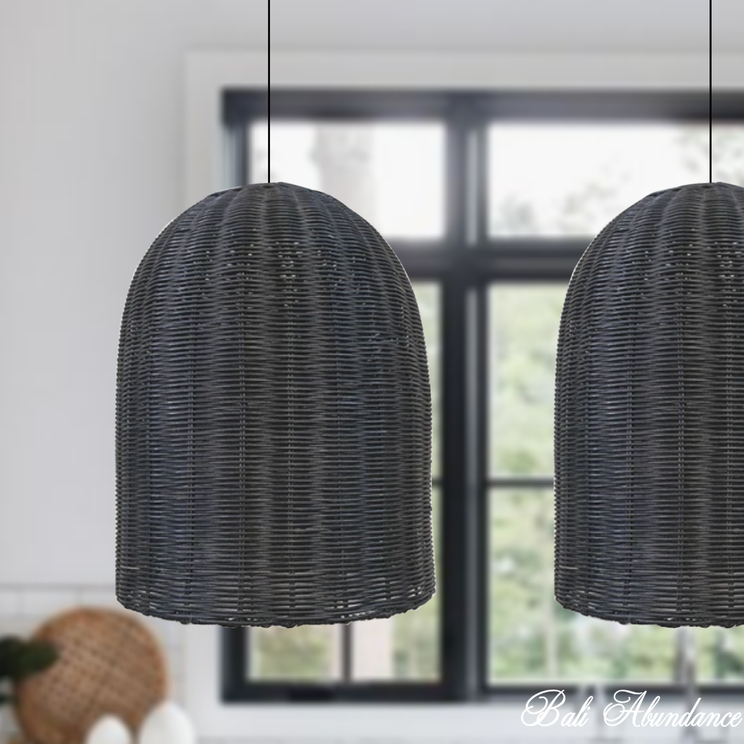 Black rattan light shades deals